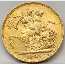 AUSTRALIA 1899 . ONE 1 SOVEREIGN . PERTH . GOLD